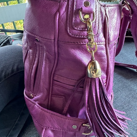 Gorgeous purple leather purse with matching wallet - Picture 3 of 12